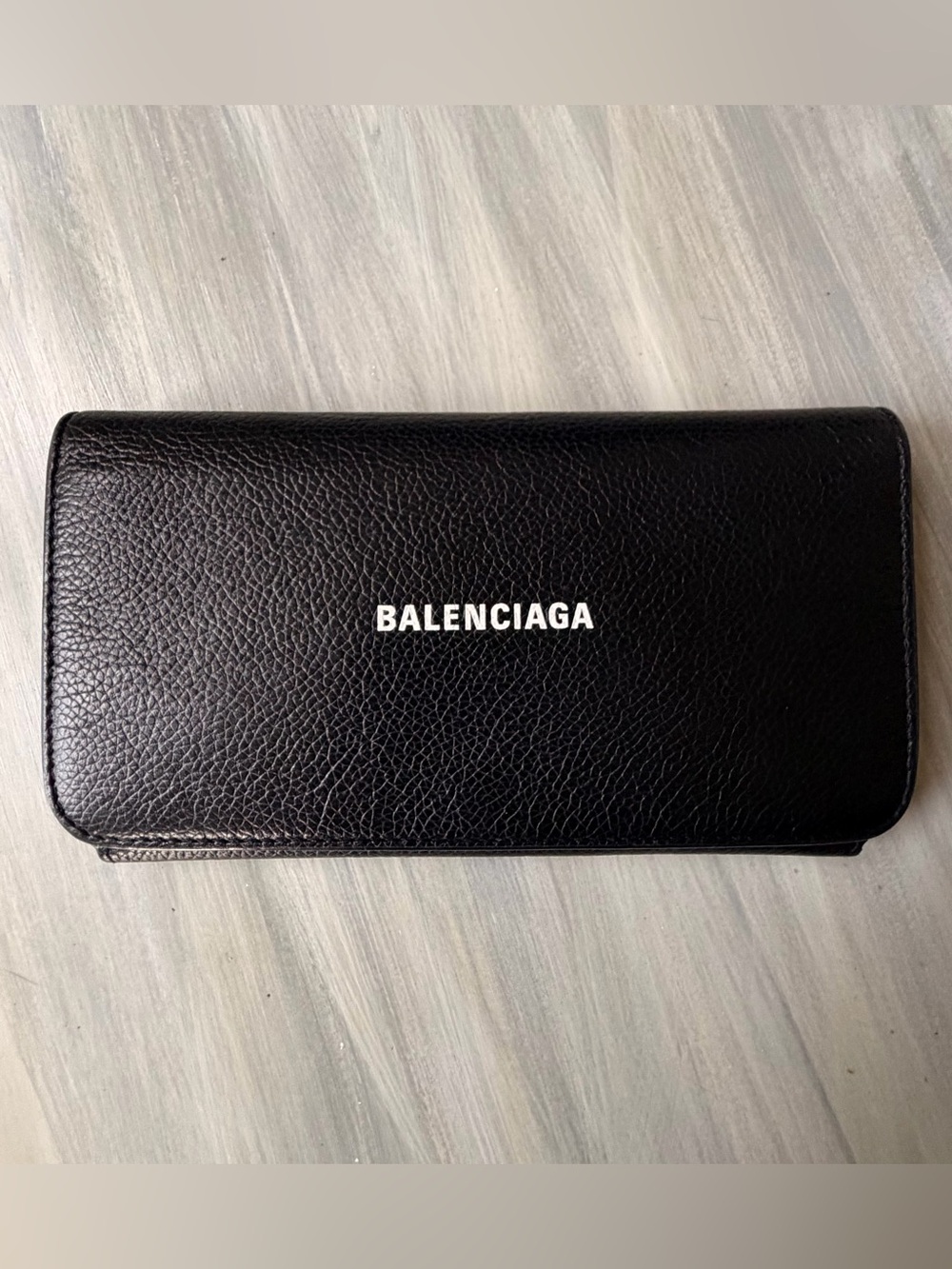 Balenciaga Cash Long Bifold Wallet Black Logo Clutch Grained Calfskin Leather - Picture 3 of 16